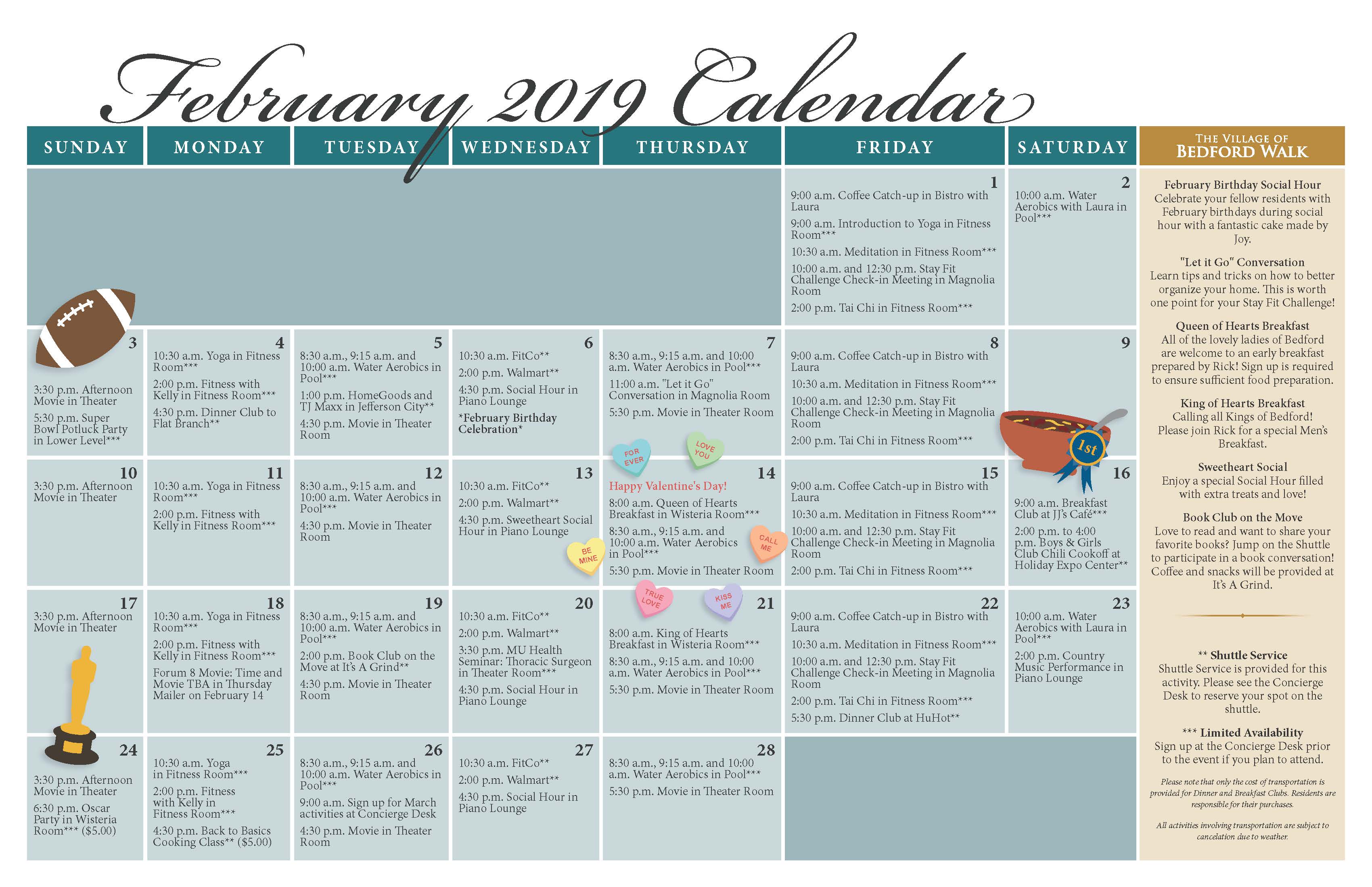 February Events at The Village of Bedford Walk